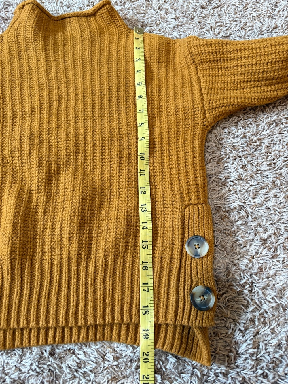 Madewell Mock Neck Side-Button Cotton/Wool Sweater Womens size XXS Mustard - Picture 7 of 7